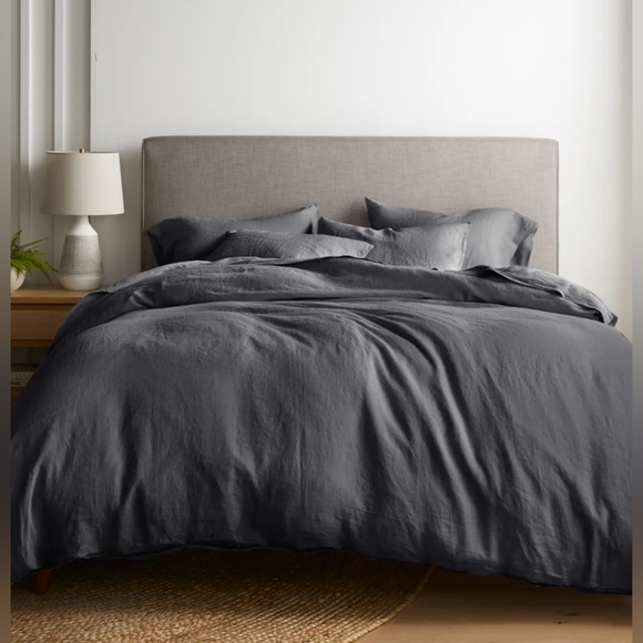 Quince European Linen Duvet Cover Set color: Charcoal size: full/queen - Picture 2 of 10